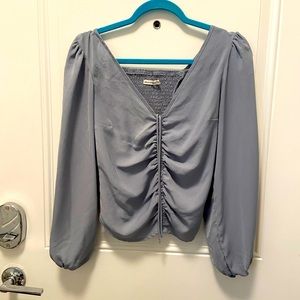 Smocked Long-Sleeve Blouse